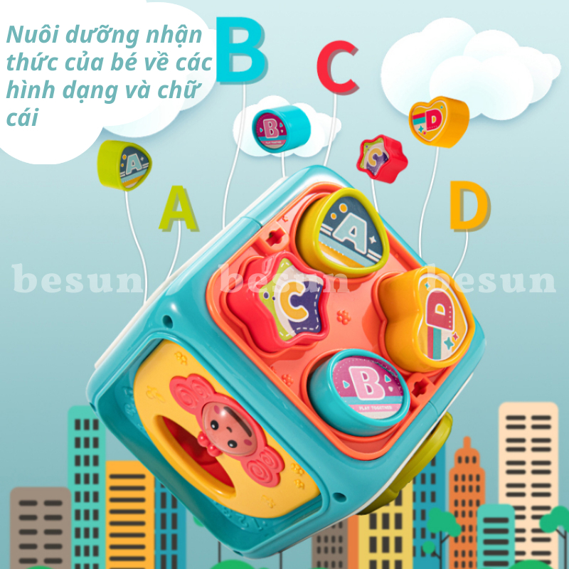 Hộp &acirc;m nhạc BESUN đa năng cho b&eacute;, qu&agrave; tặng th&ocirc;i n&ocirc;i b&eacute; trai b&eacute; g&aacute;i từ 0-12 th&aacute;ng gi&aacute;o dục ph&aacute;t triển sớm nhạc Tiếng Anh