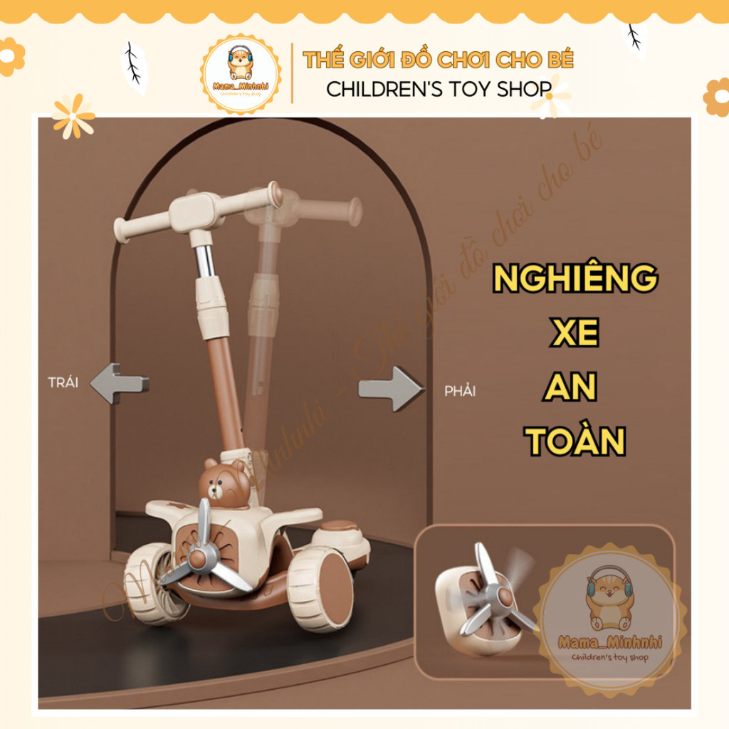 Xe scooter cho b&eacute; trượt v&agrave; ch&ograve;i ch&acirc;n trẻ em c&oacute; ghế ngồi 3 in 1 gấp gọn c&oacute; nhạc đ&egrave;n HOT