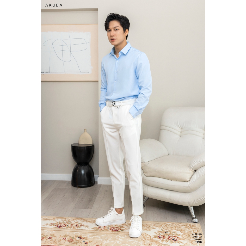 &Aacute;o sơ mi trắng nam tay d&agrave;i đi học, đi l&agrave;m, vải lụa kh&ocirc;ng nhăn, thấm h&uacute;t mồ h&ocirc;i tốt 