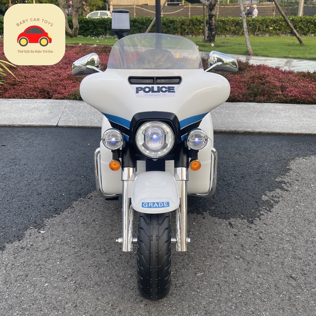 Xe M&aacute;y Điện Cảnh S&aacute;t POLICE SMT 111 C&oacute; C&ograve;i H&uacute;,Kh&oacute;a Điện, Bộ Đ&agrave;m, Nệm Ghế Da, 2 Động Cơ