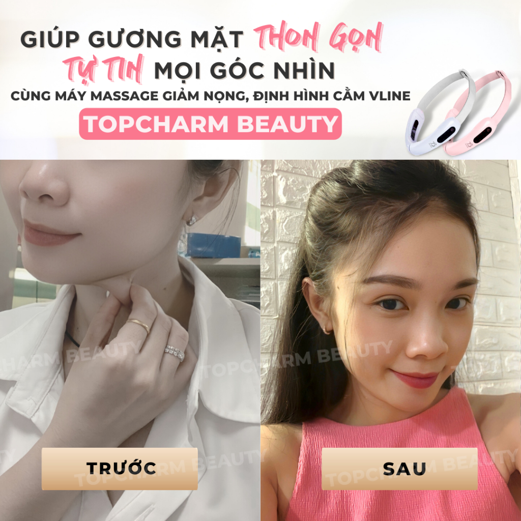 Máy nâng cơ mặt tạo cằm Vline Massage Topcharm giúp Định Hình và Làm Thon Gọn Mặt Công Nghệ EMS Cao Cấp