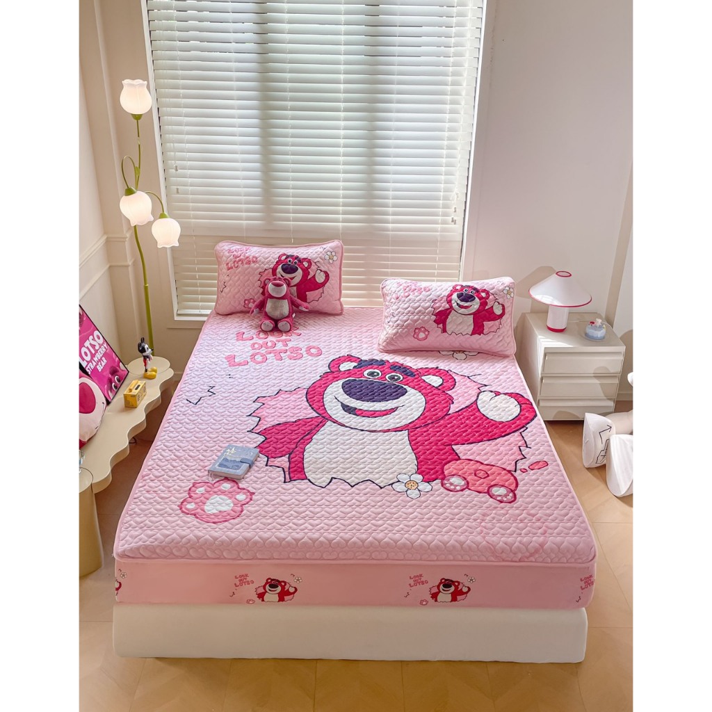 Ga gối nỉ Nhung Trần b&ocirc;ng bo chun bọc đệm Disney cao cấp chuẩn nhập Hot