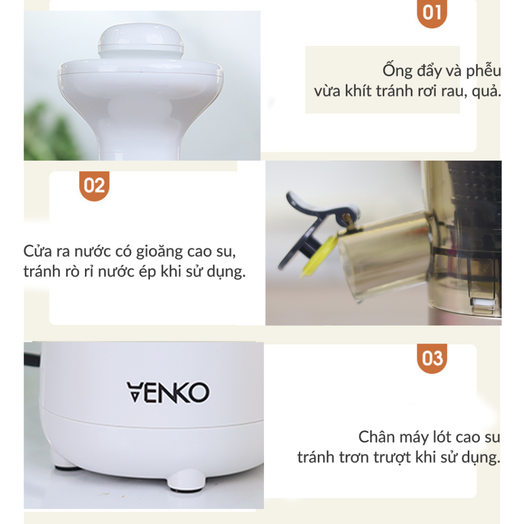 M&aacute;y &Eacute;p Chậm Tr&aacute;i C&acirc;y Mini Venko VS-M150 C&ocirc;ng Suất Lớn Si&ecirc;u Hot