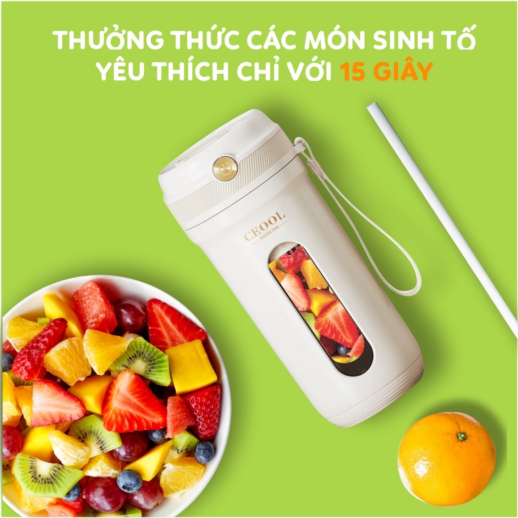 Máy Xay Sinh Tố Cầm Tay ESTELLE Z03 Sạc Pin Tích Điện 10 Lưỡi Dao Xay Dung Tích 350ml Công Suất 80W HOT