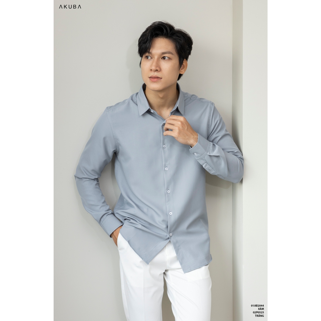 &Aacute;o sơ mi trắng nam tay d&agrave;i đi học, đi l&agrave;m, vải lụa kh&ocirc;ng nhăn, thấm h&uacute;t mồ h&ocirc;i tốt 