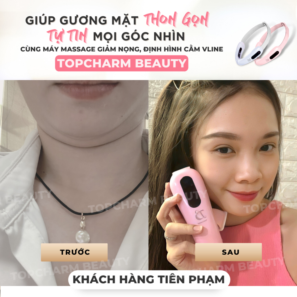 Máy nâng cơ mặt tạo cằm Vline Massage Topcharm giúp Định Hình và Làm Thon Gọn Mặt Công Nghệ EMS Cao Cấp