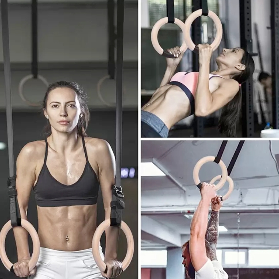 V&ograve;ng Treo Gymnastic Rings Hỗ Trợ Tập Dip Với X&agrave; Đơn, GYM Ring Ngo&agrave;i Trời Hot