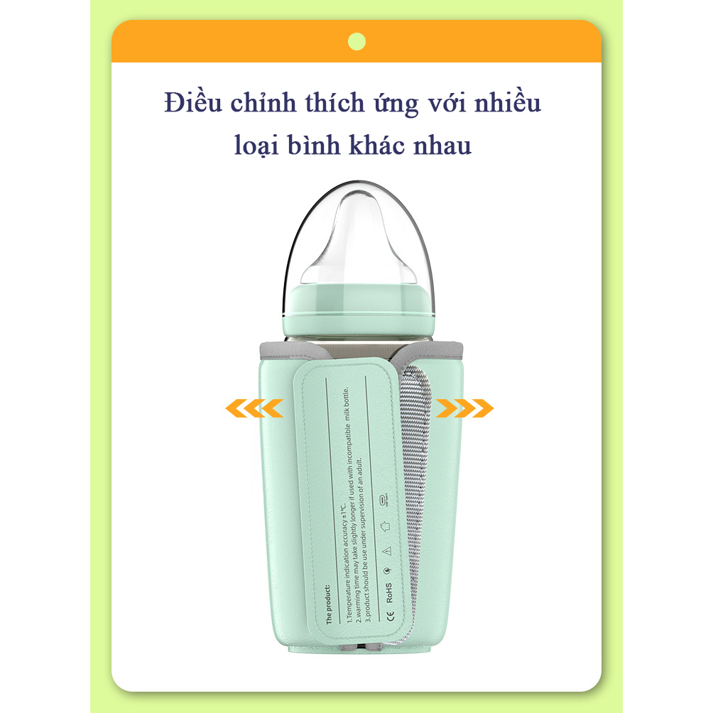 M&aacute;y h&acirc;m sữa cầm tay điều chỉnh 6 mức nhiệt, T&uacute;i ủ sữa di động giữ nhiệt 24 giờ c&oacute; cổng sạc USB Hot