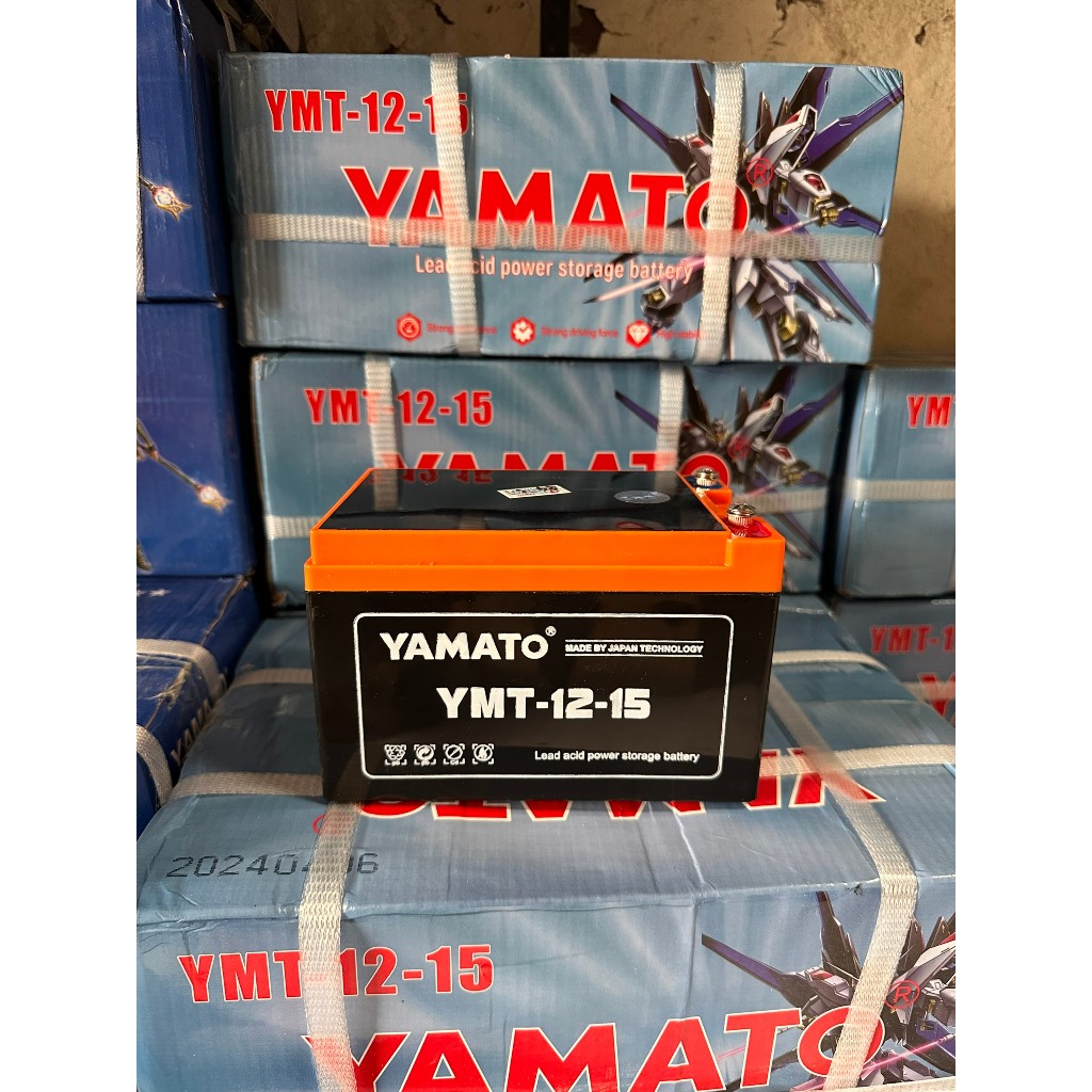 Ắc quy xe đạp điện 12V 15Ah Yamato 6-dzf-14,6fm-14,YMT-12-15 d&ugrave;ng cho xe nijia, giant, honda, yamaha, hkbike, 133m Cao Cấp