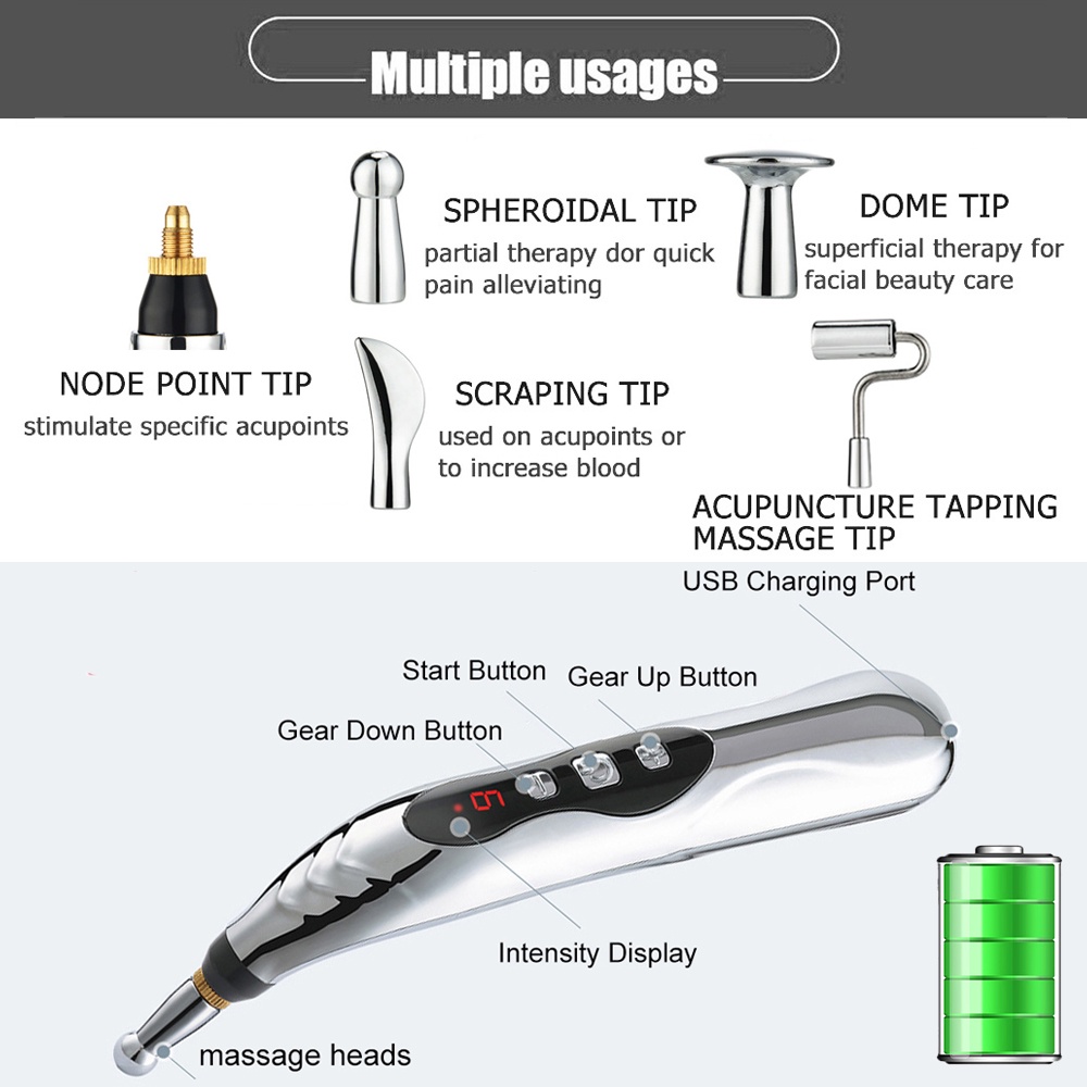 B&uacute;t d&ograve; huyệt xung điện trị liệu , b&uacute;t ch&acirc;m cứu 5 ĐẦU Chăm s&oacute;c sức khỏe, giảm đau nhức hiệu quả tại nh&agrave; Cao Cấp