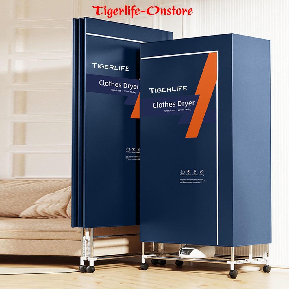 Tủ Sấy Quần &Aacute;o Tigerlife SQ2883 C&ocirc;ng Suất Lớn 1500W-1800W Sấy 25kg ION Khử Khuẩn Gấp gọn Di chuyển đễ d&agrave;ng