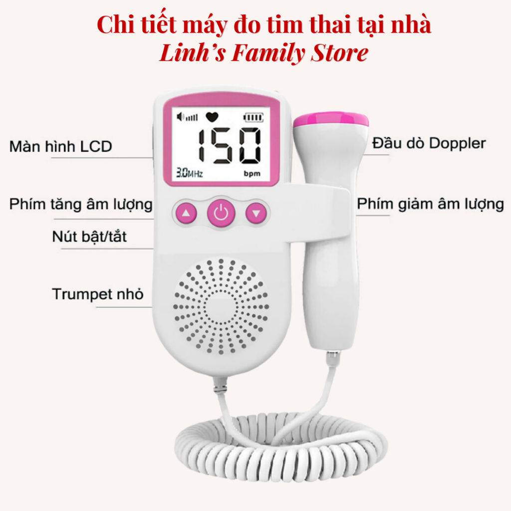M&aacute;y đo nghe tim thai tại nh&agrave; Doppler tặng k&egrave;m gel Hot