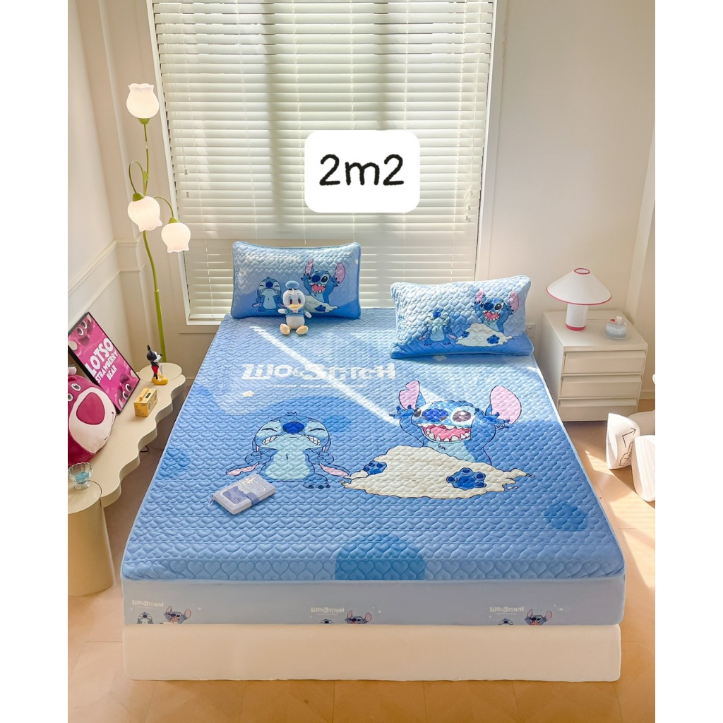 Ga gối nỉ Nhung Trần b&ocirc;ng bo chun bọc đệm Disney cao cấp chuẩn nhập Hot