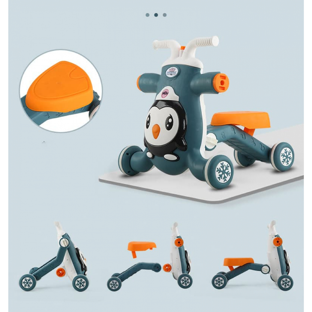 Xe đẩy tập đi chim c&aacute;nh cụt 3in1 cho b&eacute; c&oacute; nhạc đ&egrave;n (tập đi-xe ch&ograve;i-xe trượt) Cao Cấp