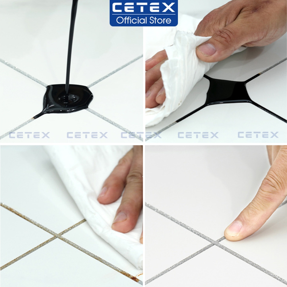 Combo keo ch&iacute;t mạch gạch, keo ch&agrave; ron 2 th&agrave;nh phần Cetex v&agrave; bộ dụng cụ thi c&ocirc;ng chống thấm