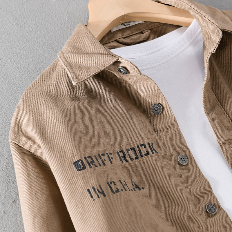 &Aacute;o kho&aacute;c sơ mi nam chất liệu kaki cao cấp Hot