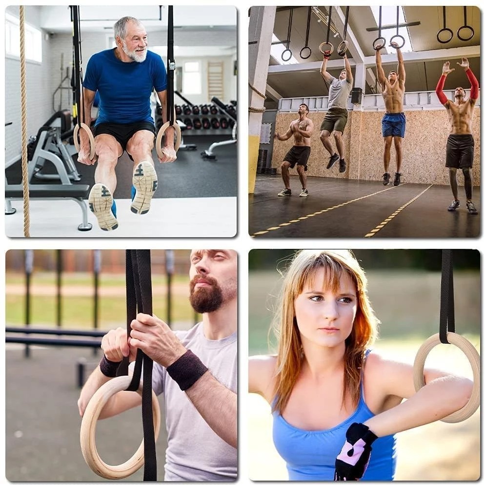 V&ograve;ng Treo Gymnastic Rings Hỗ Trợ Tập Dip Với X&agrave; Đơn, GYM Ring Ngo&agrave;i Trời Hot