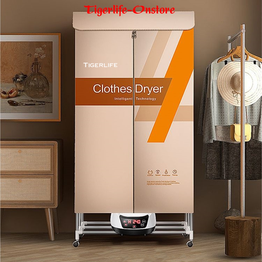 Tủ Sấy Quần &Aacute;o Tigerlife SQ2883 C&ocirc;ng Suất Lớn 1500W-1800W Sấy 25kg ION Khử Khuẩn Gấp gọn Di chuyển đễ d&agrave;ng