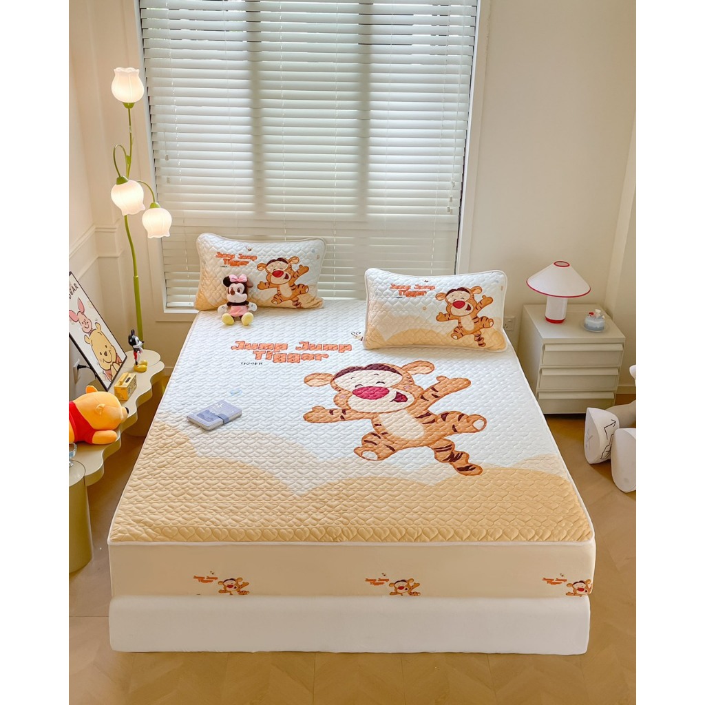 Ga gối nỉ Nhung Trần b&ocirc;ng bo chun bọc đệm Disney cao cấp chuẩn nhập Hot