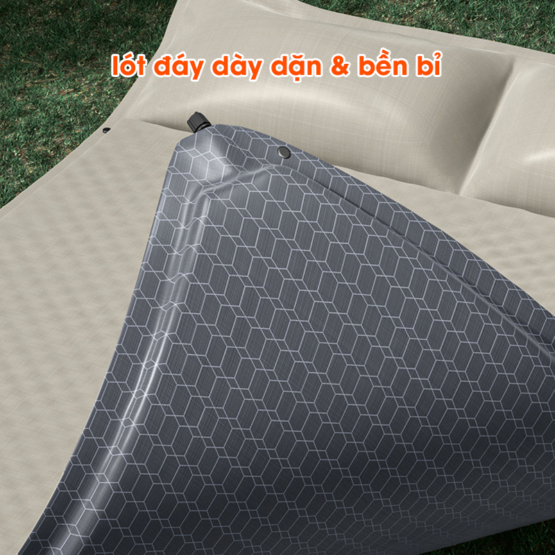 Đệm đơn đ&ocirc;i d&atilde; ngoại tự phồng k&egrave;m gối, nệm tự bơm hơi du lịch  Hot