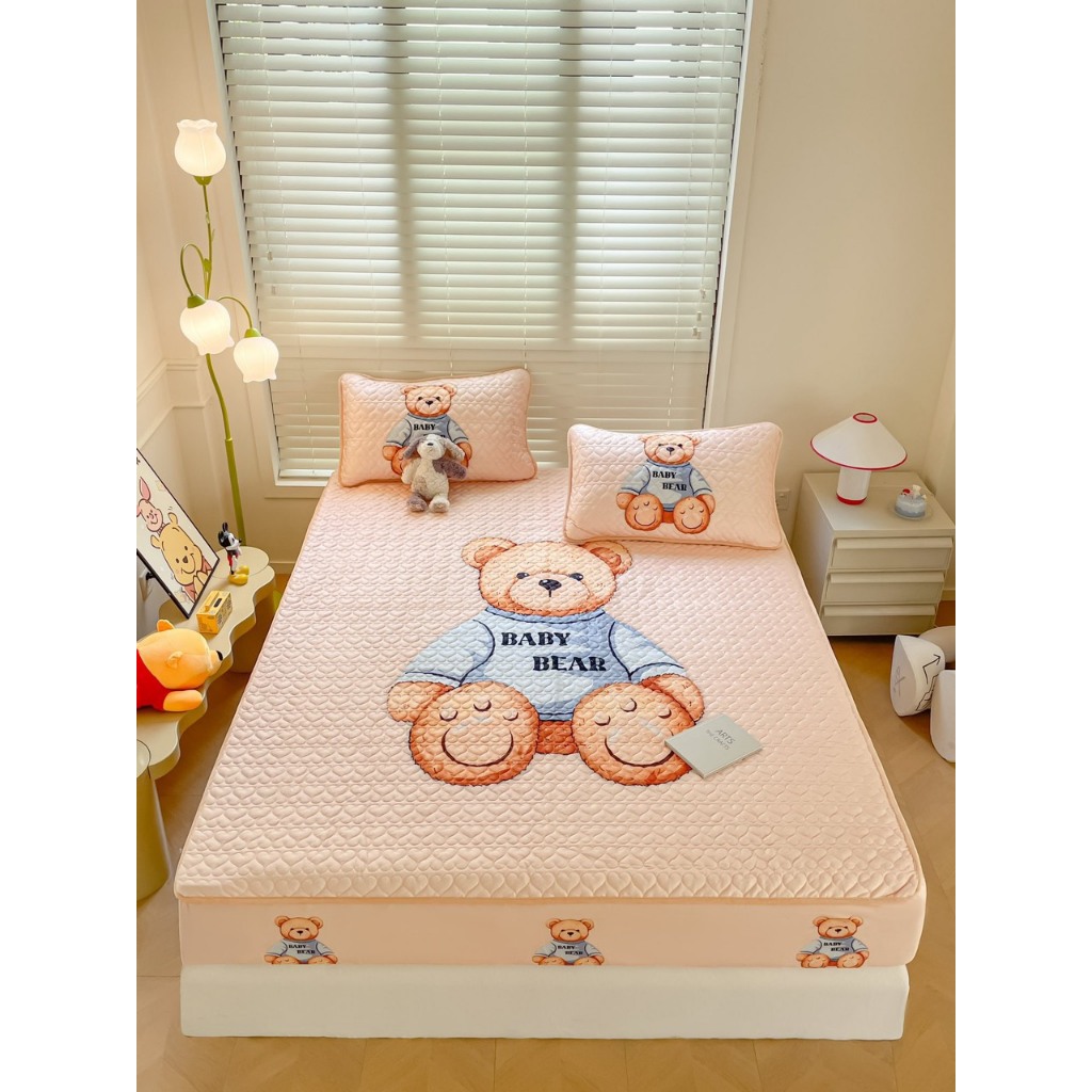 Ga gối nỉ Nhung Trần b&ocirc;ng bo chun bọc đệm Disney cao cấp chuẩn nhập Hot