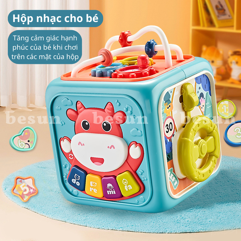 Hộp &acirc;m nhạc BESUN đa năng cho b&eacute;, qu&agrave; tặng th&ocirc;i n&ocirc;i b&eacute; trai b&eacute; g&aacute;i từ 0-12 th&aacute;ng gi&aacute;o dục ph&aacute;t triển sớm nhạc Tiếng Anh
