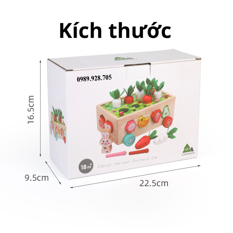 Đồ Chơi Thả H&igrave;nh Khối Bằng Gỗ Đồ Chơi Th&ocirc;ng Minh C&oacute; Xe K&eacute;o, Thả H&igrave;nh Nhổ C&agrave; Rốt Gi&aacute;o Cụ