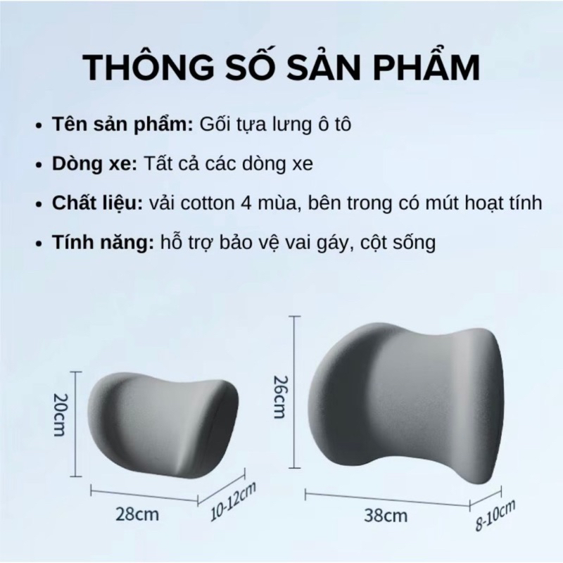 Gối tựa &ocirc; t&ocirc; cao su non + vỏ cotton tho&aacute;ng kh&iacute; si&ecirc;u đ&agrave;n hồi Hot