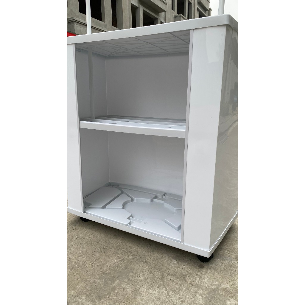 Booth Sampling, Quầy b&aacute;n h&agrave;ng di động bằng nhựa c&oacute; b&aacute;nh xe, quầy Cafe Takeaway, booth nhưa gấp gọn c&oacute; b&aacute;nh xe dụng Hot