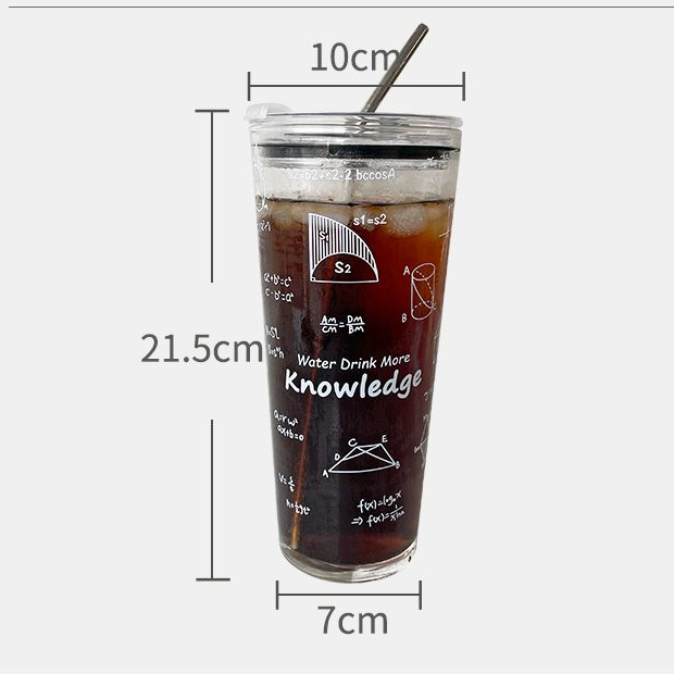 Cốc Thủy Tinh Chịu Nhiệt Dung Tích Lớn 1,000ml Có Nắp Và Ống Hút Tiện Dụng Hot