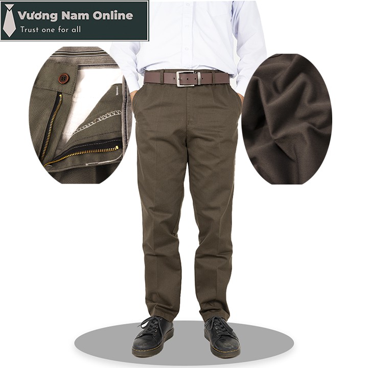 Quần kaki nam trung ni&ecirc;n cao cấp ống su&ocirc;ng đẹp vải d&agrave;y form chuẩn Cao Cấp