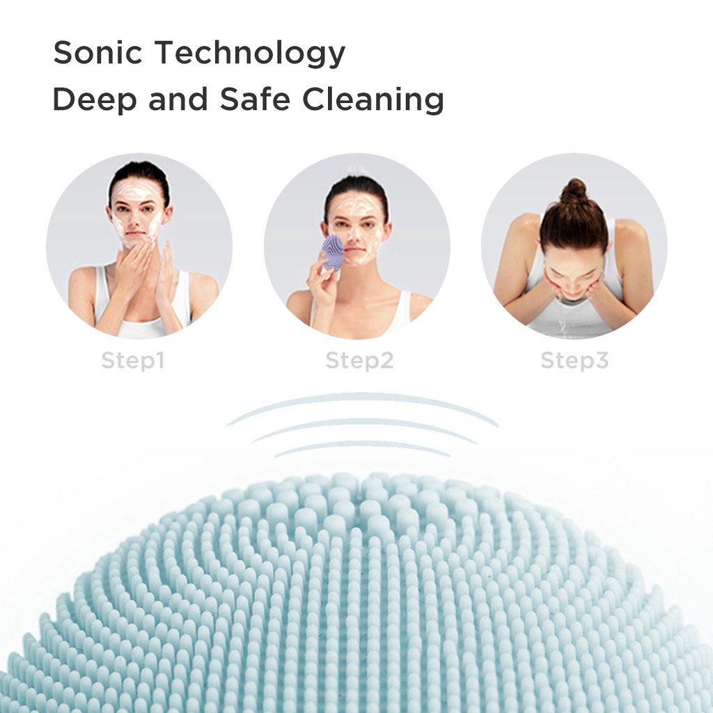 Máy rửa mặt Silicone Miniso cao cấp, chính hãng, làm sạch sâu giúp da trắng sáng mịn màng