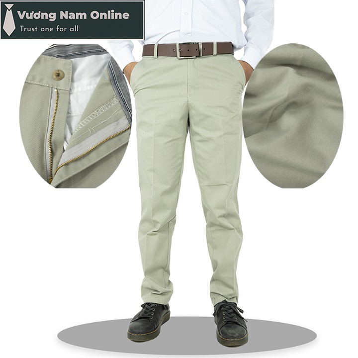 Quần kaki nam trung ni&ecirc;n cao cấp ống su&ocirc;ng đẹp vải d&agrave;y form chuẩn Cao Cấp