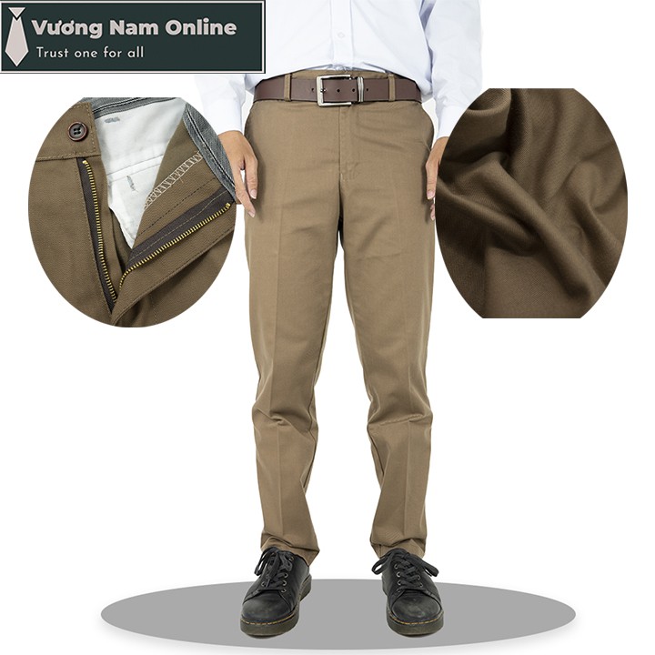 Quần kaki nam trung ni&ecirc;n cao cấp ống su&ocirc;ng đẹp vải d&agrave;y form chuẩn Cao Cấp