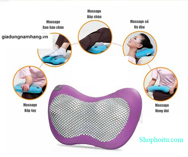 Gối massage hồng ngoại 6 bi Magic Pillow Nhật Bản Cao Cấp