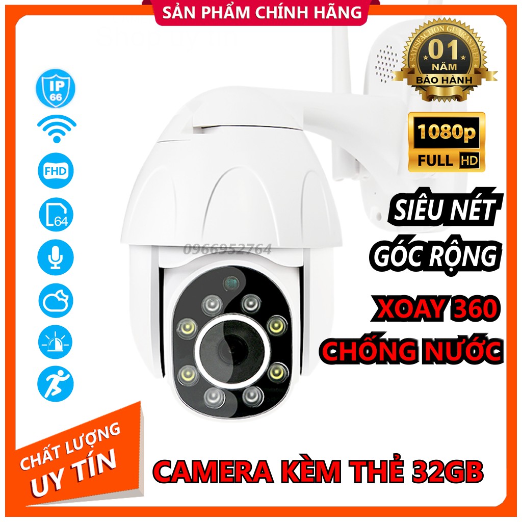Camera IP Yoosee Ngoài Trời PTZ2 FullHD Tiếng Việt - Xoay 360 Kèm Thẻ 32 Gb Cao Cấp