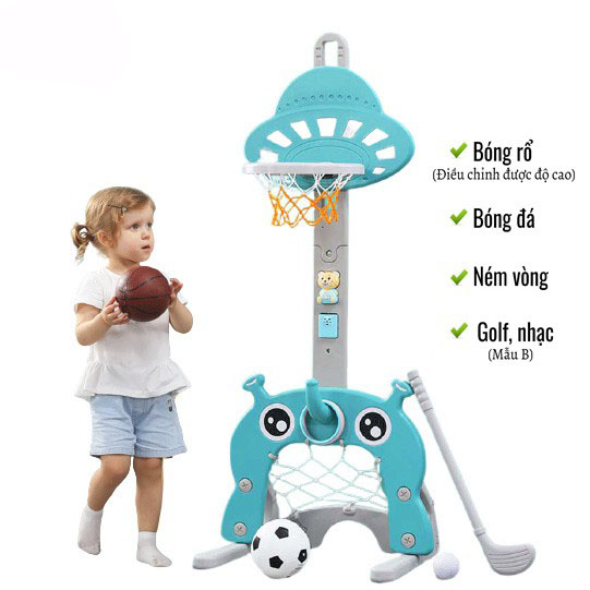 Đồ chơi bóng rổ trẻ em có thể nâng lên hạ xuống cho bé từ 1 đến 6 tuổi