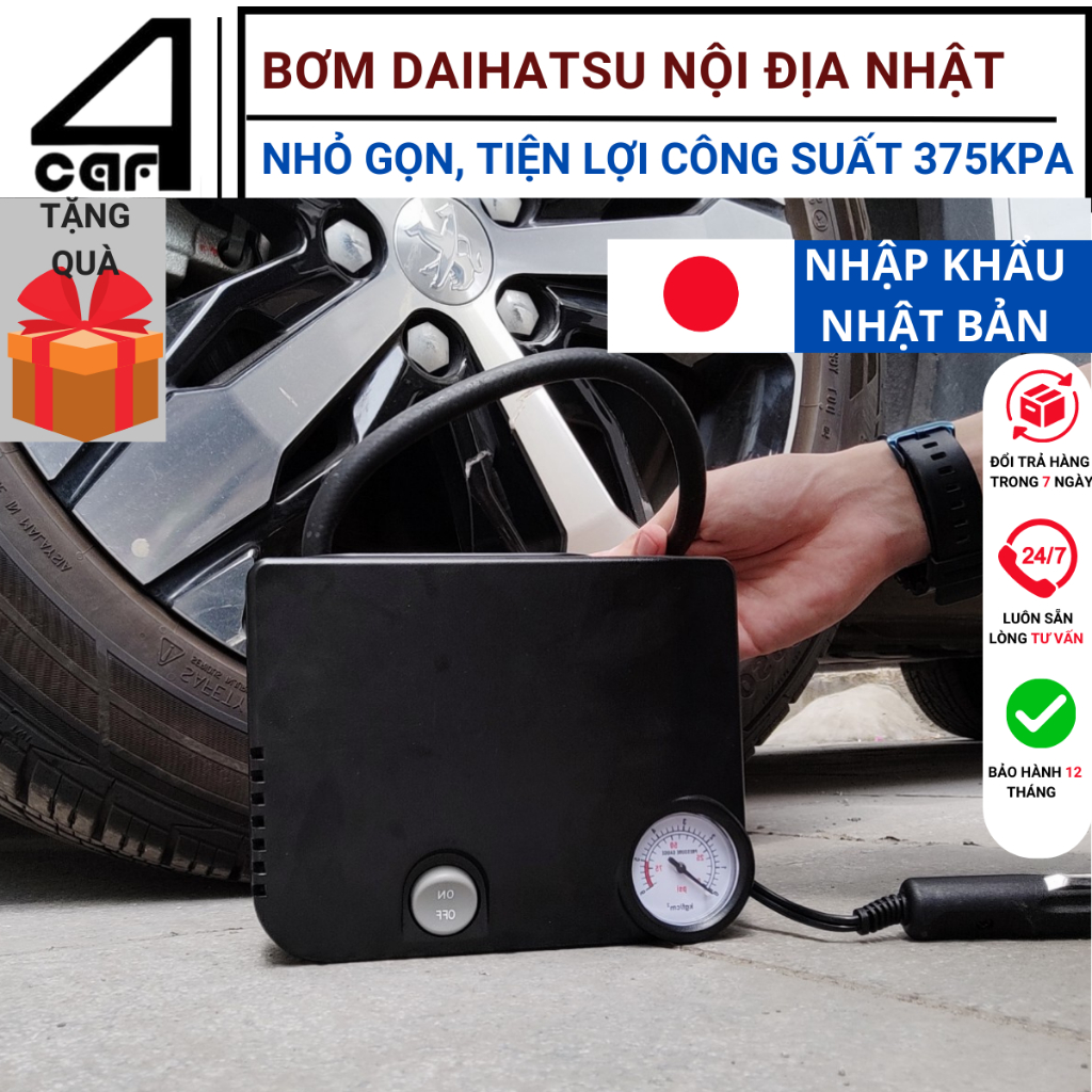 Bơm ô tô nội địa Nhât Daihatsu JAPAN 375kPa - 12V Cao Cấp