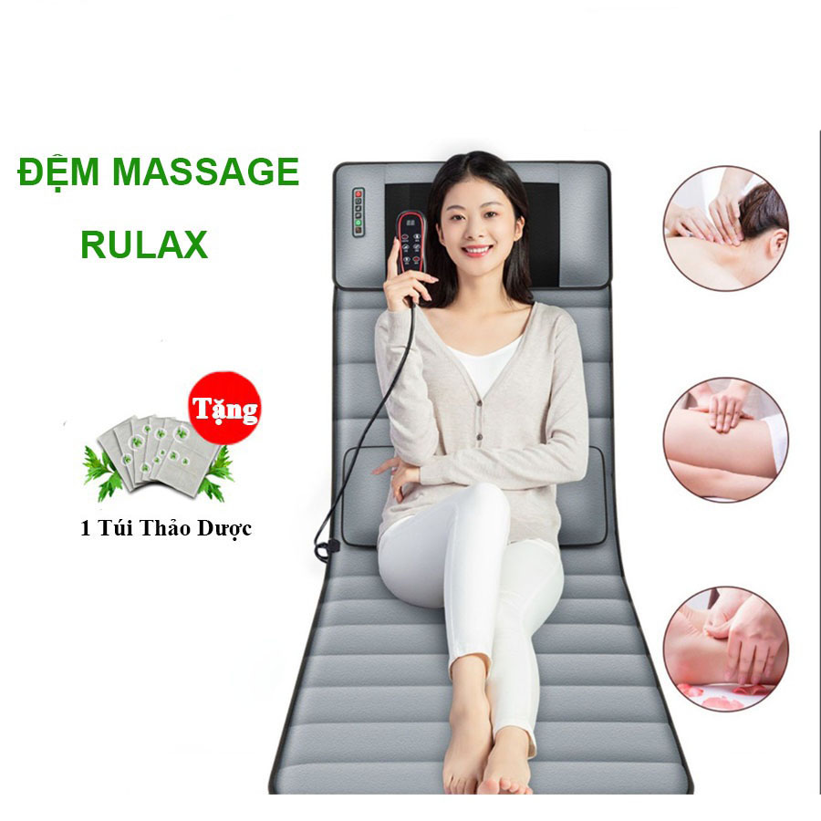 Đệm Massage Toàn Thân RULAX Đa Điểm Rung Kèm Gối Massage Điều Khiển Tiếng Việt Cao Cấp