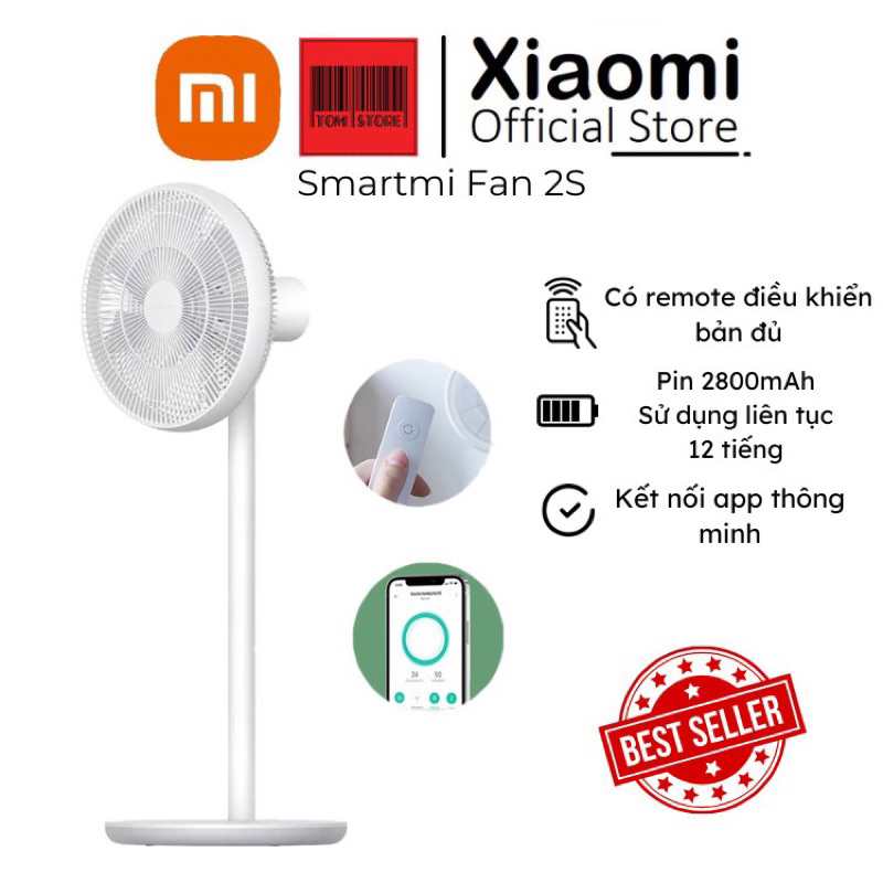 Quạt Tích Điện Thông Minh Xiaomi SmartMi Fan 2S Kèm Remote Điều Khiển, Quạt tích điện sử dụng liên tục 20 tiếng