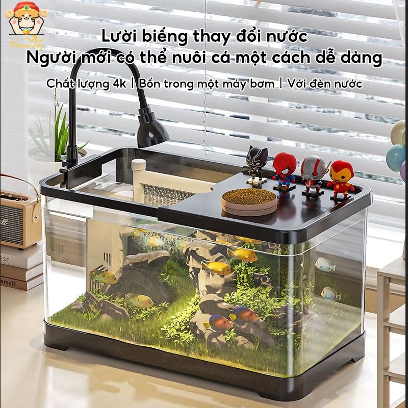 Bể cá trong suốt Bể cá nhựa đểa bàn sinh thái - dễ thay nước, thích hợp cho gia đình, không cần bảo trì Cao Cấp